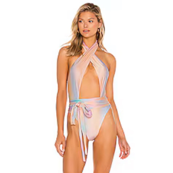 PQ Swim Alex One Piece Swimsuit in Golden Hour New With Tags Size Medium Wrap - Picture 6 of 10